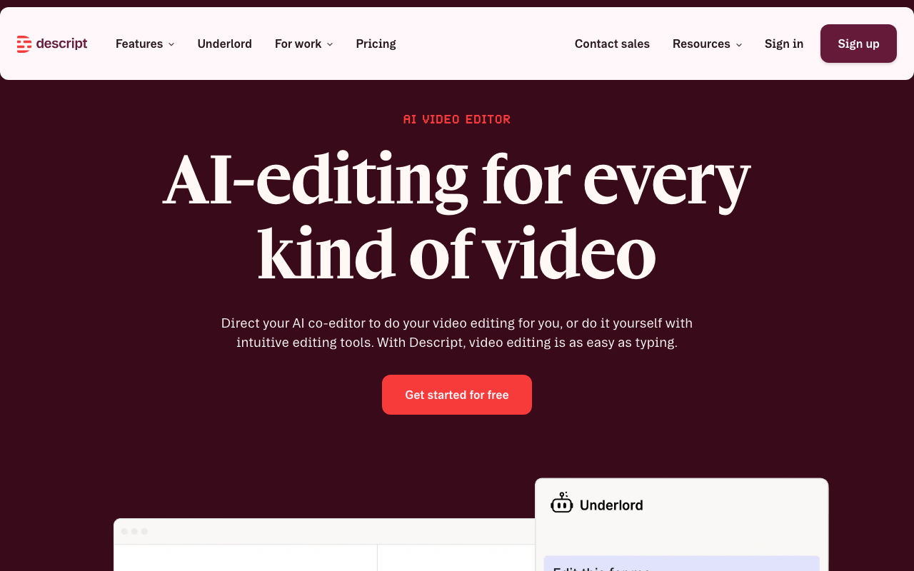 Descript — Edit video by editing text — AI handles the rest