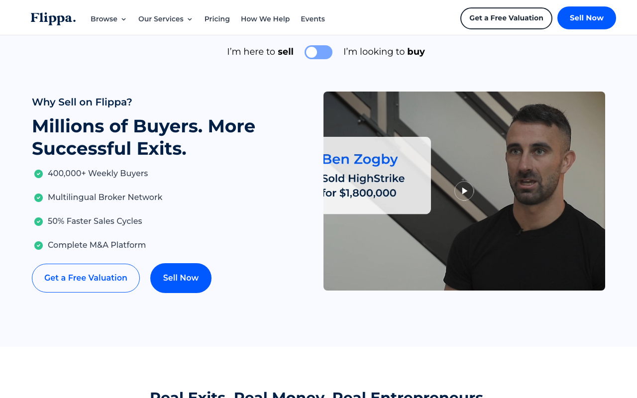 Flippa — Buy or sell online businesses with AI-powered valuations