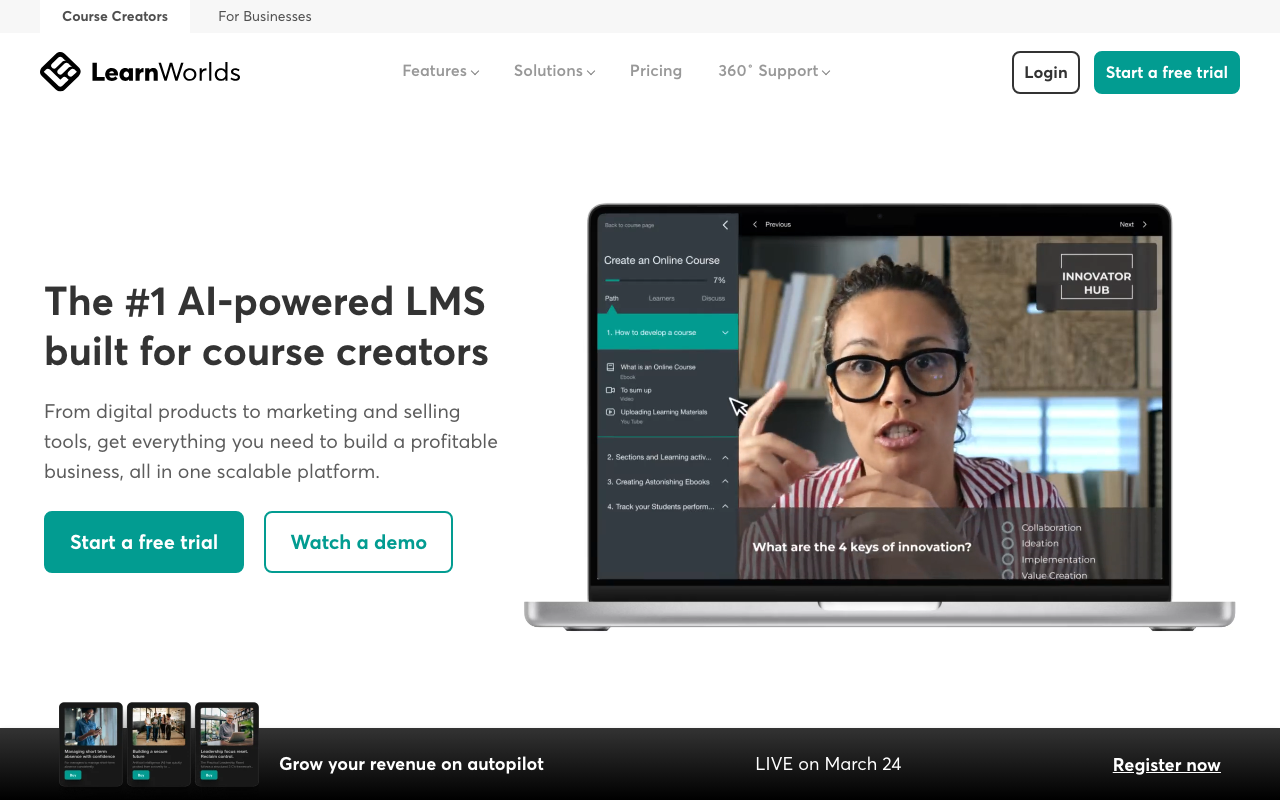 LearnWorlds — Build, sell, and deliver online courses with AI